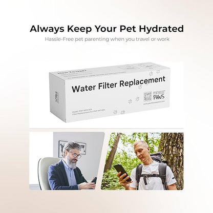 Penthouse Paws Smart Cat Water Fountain Filter Replacement Set, 6 Carbon Filters + 6 Foam Sponges, 5-Layer Filtration, Compatible with 2.2L / 74oz, Adjustable Pet Fountain Filters.