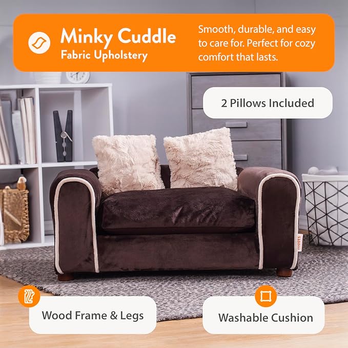 Moots Furry Pet Sofa Lounge, Chocolate, Small