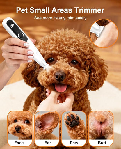 IREDOON 2026 New Pet Precision Trimmer, 35dB Low-Noise Dog Paw Trimmer with LED Light, Safe Curved Ceramic Blade Electric Pet Paw Grooming Kit for Dogs & Cats Paw, Ear, Face, Butt, Eyebrows