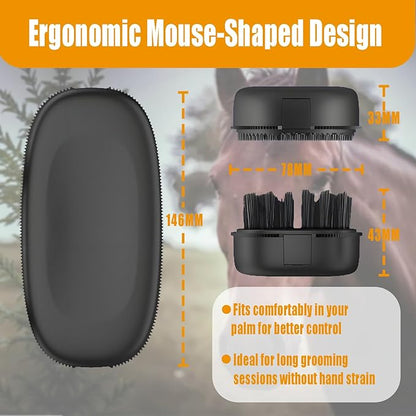 2-in-1 Horse Grooming Brush – Double-Sided Deshedding & Curry Comb Tool for Horses, Dogs & Cats, Soft & Hard Bristles, Pet Grooming & Bathing Supplies