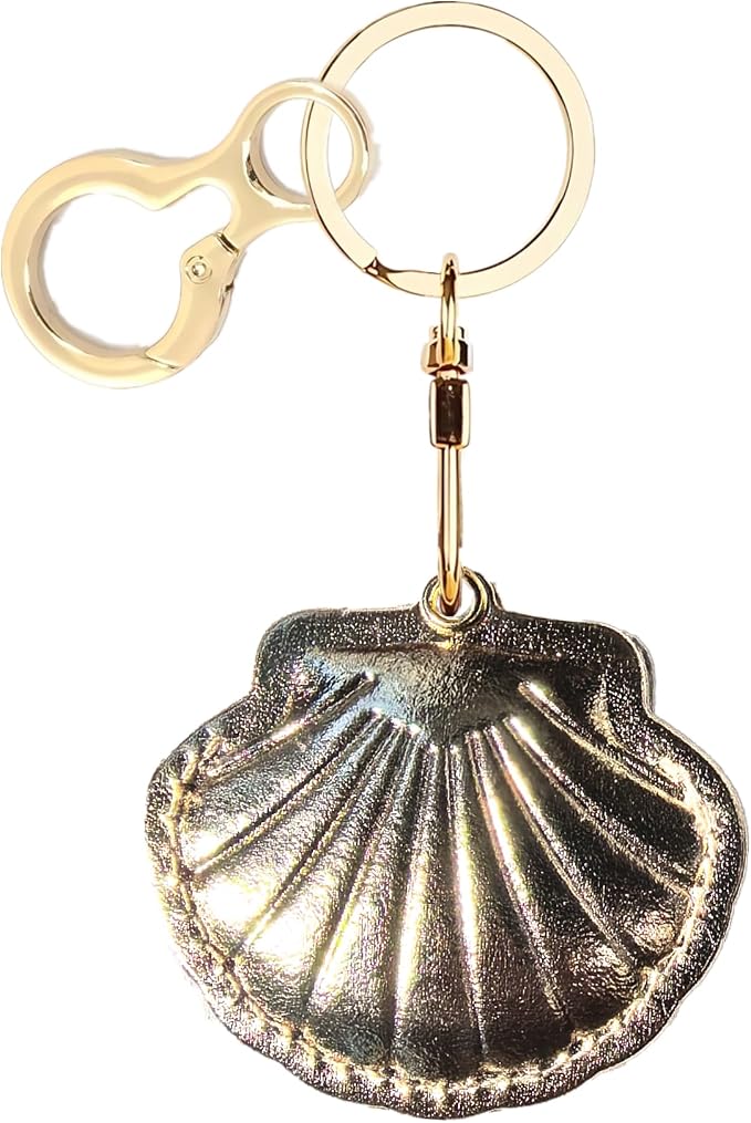 Leather Keychain Holder Case Compatible with AirTag,Cute Protective Bright Cover with Keyring,Anti-Scratch Finder GPS Tracker Case for Wallet Keys,Bag,Pets,Backpack(Golden)