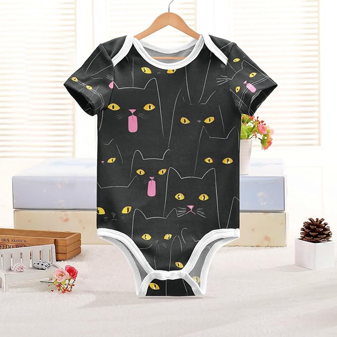 Bright Emotions Raccoons Baby Short Sleeve Bodysuits Romper Unisex Infant Outfit Wrapping Clothes for Boy Girl kids 3M