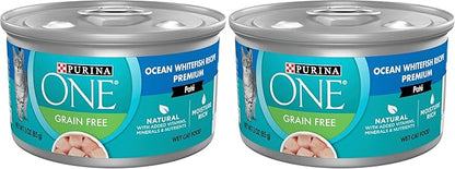 Purina ONE Natural, High Protein, Grain Free Wet Cat Food Pate, Ocean Whitefish Recipe - (Pack of 48) 3 oz. Pull-Top Cans