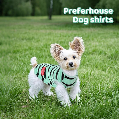 Dog Shirts for Small Dogs, Striped T-Shirts Dog Vest Pet Apparel Tee Shirts Spring Summer Suitable for Small and Medium Large Pets French Bulldog Bichon, Turquoise XS