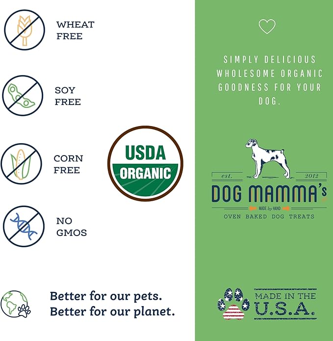 Dog Mamma's Organic Sweet Potato & Kale Recipe - Certified Organic Dog Treats 6 oz
