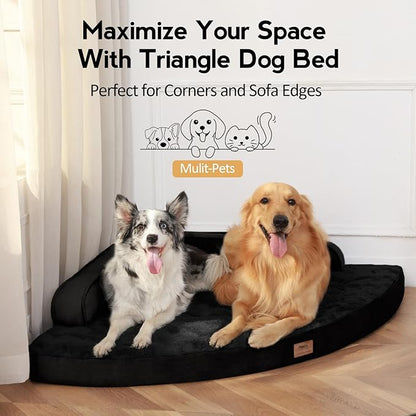 MEKIY Large Orthopedic Dog Bed with Sides XXL Dog Beds with Removable Washable Cover Non-Slip Waterproof Pet Bed for Extra Large Dogs - Black XXL