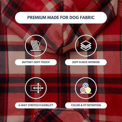 Spark Paws Dog Hoodie – Premium Dog Sweater for Small, Medium, and Large Dogs | Warm Outfits for French Bulldogs, Pitbull, Puppy, Winter Jacket Alternative - Red Plaid, XL