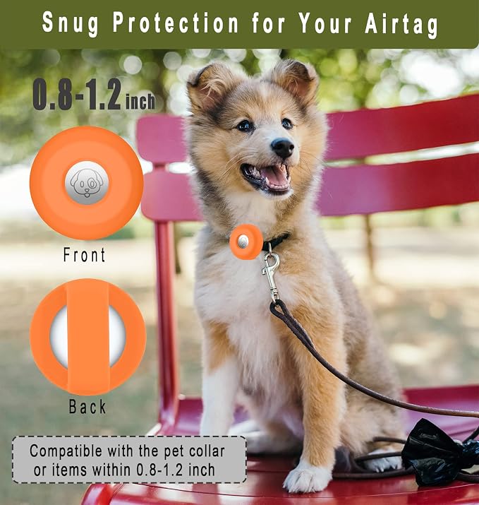 for Airtag Holder for Dog Collar, Cibaabo Silicone Air Tag Case Cover | for 0.8-1.2inch Pet Collar | doesn't dangle | Compact | Easy Installation | Compatible with Apple Airtags