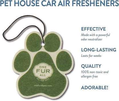 One Fur All Pet House & Car Freshener - Bamboo Watermint/Med Sea Pack of 4 - Non-Toxic, Pet-Friendly Odor Eliminator For Small Spaces & Car - Hanging Air Freshener
