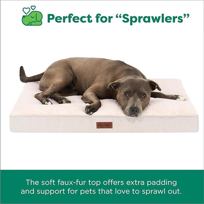 Furhaven Orthopedic Dog Bed – Classic Cushion with Plush Tufted Top, Supportive Foam Mattress, Removable Washable Cover, Joint Relief - Wheat, Jumbo
