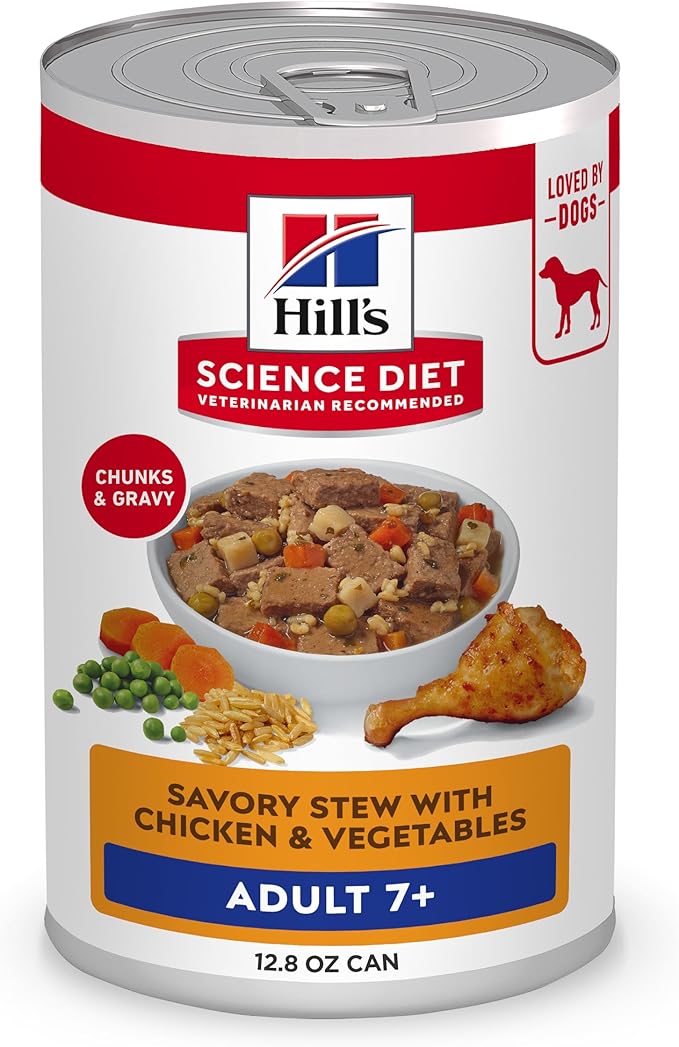 Hill's Science Diet Adult 7+ Wet Dog Food, Chicken & Vegetables, 12.8 oz. Cans, 12-Pack