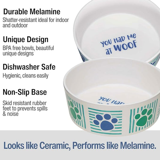 Loving Pets Dolce Moderno Dog Bowl – Modern Melamine Dog Food Bowl & Dog Water Bowl – Durable, Non-Slip Pet Dish for Small & Medium Dogs – Dishwasher Safe Dog Bowl (Large, 47 oz)