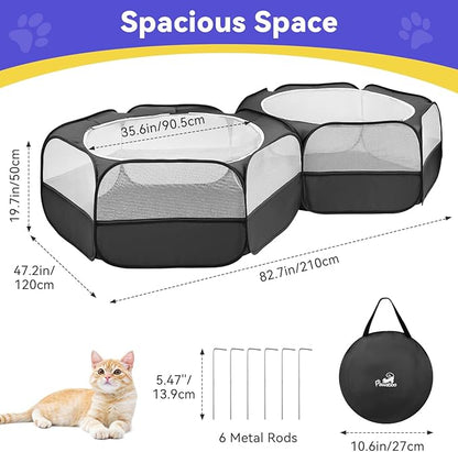 Pawaboo Small Animals Playpen, Portable Chicken Coop Run Large Chick Brooder with Zipper Splicing, Pop Up Pet Enclosure Cat Tent for Guinea Pig Bunny Puppy Indoor Outdoor, Black