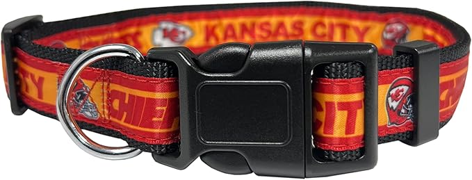 Pets First NFL Kansas City Chiefs Licensed PET COLLAR, Large - Heavy-Duty, Strong, and Durable Dog Collar. Available in 31 Football Teams and 4 Sizes