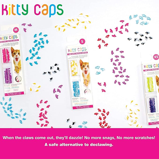 Kitty Caps Nail Caps for Cats, Pure White & Coral Red - Safe, Stylish & Humane Alternative to Declawing Stops Snags & Scratches, X-Small (Under 5 lbs), 40 Count