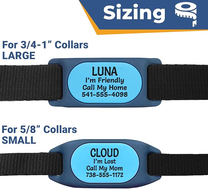 GoTags Dog Collar Holder for SmartTag2 Tracker, Personalized Tag Case for Dog Collar, Up to 4 Lines of Text, Slide On Nameplate for GPS Samsung Tracker, Compatible with Android (SmartTag2, Small)
