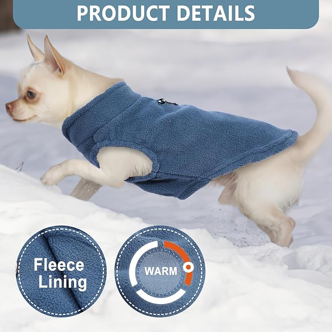 2 Pack Dog Sweater with Leash Ring Winter Warm Pet Sweater Thick Clothes Coat Fleece Dog Sweaters for Small Dogs Girl Boy for Chihuahua, French Bulldog, Dachshund,Small(4-6lbs)