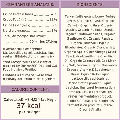 Primal Freeze Dried Raw Cat Food Nuggets Turkey, Complete & Balanced Meal or Topper, Premium, Healthy, Grain Free, High Protein Raw Cat Food with Probiotics (14 oz)