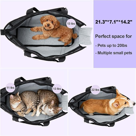 Ownpets Large Dog Purse Carrier, Carrier with Pockets for Medium Puppies for Travel Vet Shopping, Fits 18-20 lbs, Cat and Dog Tote Bag, Women's Hands-Free Pet Carrier Bag, (Black)