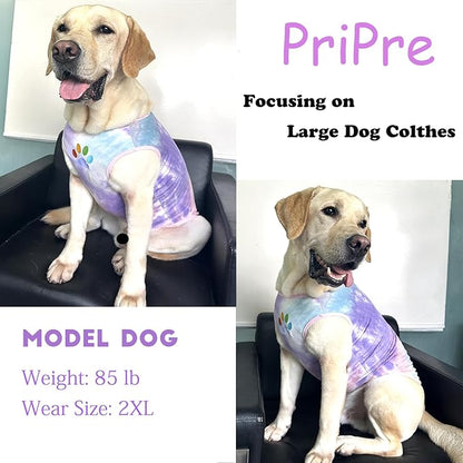 Dog Vest Summer Shirt Tie Dye Clothes Cool Breathable Cotton T-Shirt Large Dogs Boys Girls Shirt L
