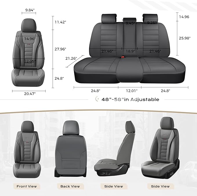 Coverado Car Seat Covers Full Set, Seat Covers for Cars, Front Seat Covers and Back Seat Cover Waterproof Leather Automotive Seat Cover, Universal Car Interior Protectors Cushion for Most Cars