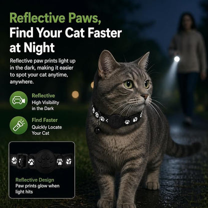 GPS Tracker for Cats, Cat Collar with Tracker for Android Users – No Monthly Fee, Google Find Hub Cat GPS Tracker Collar, IP67 Waterproof, Replaceable Battery Lasts 1 Year (Not Standalone GPS) (Black)
