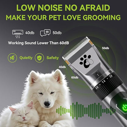 Coldspot Dog Clippers Cordless, Professional Cat Trimmer, 2-Speed Low Noise Dog Grooming Kit, Pet Trimmer for Small Large Thick Hair Dogs