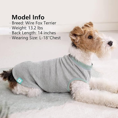 KYEESE 2Pack Waffle Dog Shirts, Lightweight Sleeveless Dog T Shirts for Small Dogs Boy Girl, Breathable Puppy Vest Comfortable Tank Top Soft Dogs Clothes for Daily Wear, Green+Grey, S