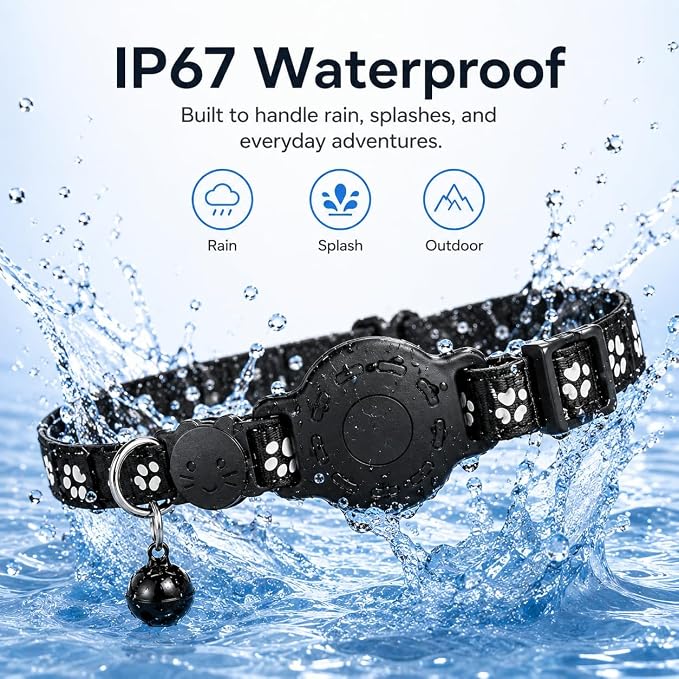 Pet Tracker,GPS Collar for Cats (iOS Only) Smart tag,Waterproof Compatible with Apple Find My,No Monthly Fee,Advanced Tracking Solution Smart Collar for Pet Safety Ideal Small Large Cats