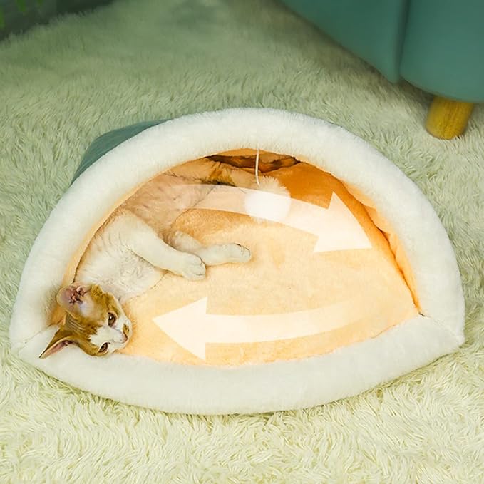 Cat Sleeping Bag Plush Pet Bed 40x52cm Mint Green - Soft Warm Semi - Closed Design, Washable Cozy Nest for Indoor Cats Puppies Kittens (Cat Litter-Gentleman Gray)