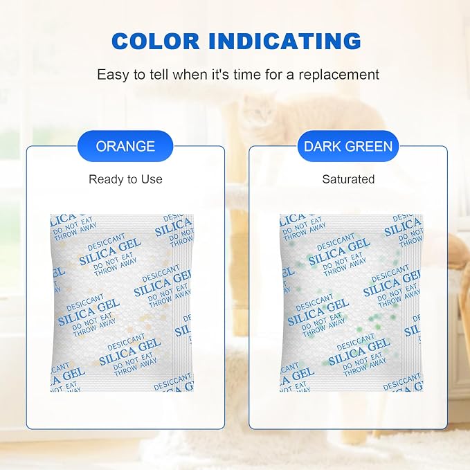 Absorbking Pet Food Desiccant Bag for Most Smart Feeders, 24 Packs Replaced Desiccant Bags with Color Indicating for Automatic Cat Dog Feeder, Desiccant Bag Replacement