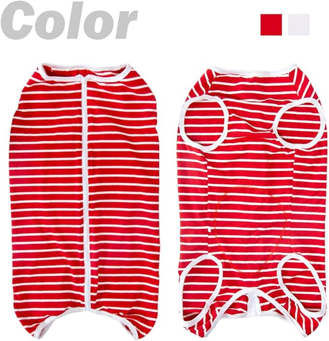 Dog’s Recovery Suit Post Surgery Shirt for Female Male Dog, E-Collar Alternative Wound Protective Clothes (red white-5xl)