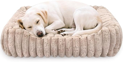 Ultra Soft Dog Bed for Medium Large Dogs, Machine Washable Rectangular Pet Bed with Non-Slip Bottom, Breathable Puppy Sleeping Mat for Indoor, Fits 28-inch Pet Crate, Camel
