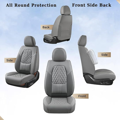 Coverado Seat Covers, Car Front Seat Covers with Backrest, Nappa Leather Car Seat Protectors,Waterproof &Breathable,Anti-Slip Automotive Seat Cushion, Universal Fit for Most Vehicles,2Pcs Gray