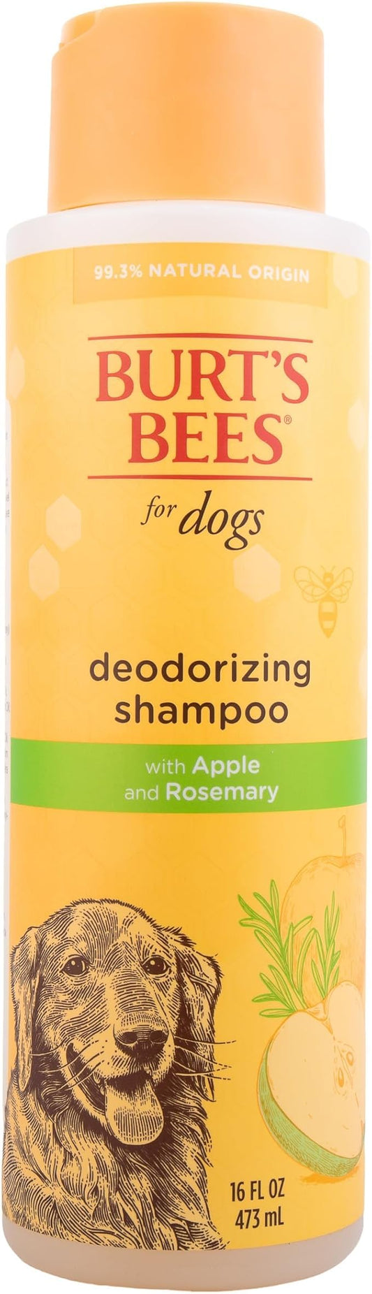 BURT'S BEES FOR PETS Deodorizing Dog Shampoo with Apple and Rosemary, 95% Natural Origin Formulas, Dog Deodorizing Shampoo - Gentle Dog Shampoo, Best Dog Shampoo for Smelly Dogs, 16 oz