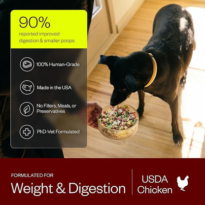 Maev Human-Grade Chicken Dog Food, Weight & Digestion Formula, Whole Ingredient, Gluten-Free, High Protein Puppy & Dog Food, 20 lb