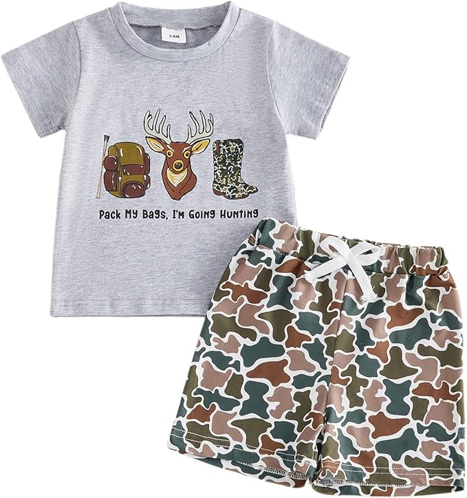 Toddler Baby Boy Clothes 6 12 18 24 Months Summer Outfit Short Sleeve T-Shirt Tops Camo Shorts Set 2T 3T 4T