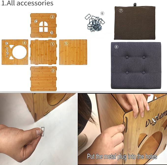 S-Lifeeling Pet Nest Cat Litter Foldable Functional High-Grade Wooden Cushion Pet Cat Small Dog House Bed Mat Cave and House Chair
