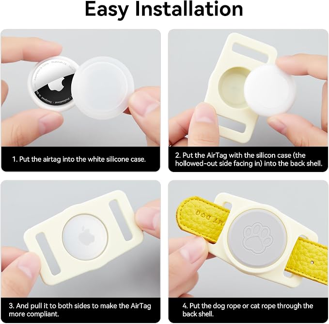 GOCII for Airtag Dog Collar Holder 2 Pack,Waterproof Dog Collar Holder for Apple AirTag(Gen 1 & 2),Silicone Air Tags Case for Dog Collars(Beige & Gray)