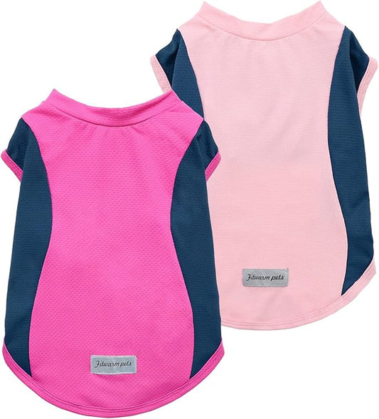 Fitwarm 2 Pack UPF 50+ UV Sun Protection Dog Shirt, Lightweight Breathable Cooling Vest, Quick Dry Dog Summer Clothes for Small Dogs Boy Girl, Reflective Label Pet Cat Outfit, Pink, XXL