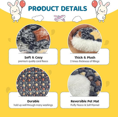 2 Pack Bunny Bed - 13 x 14.6 Inch Rabbit Pee Pads Bedding - Washable and Thickness Upgrade(Dark Blue,L)