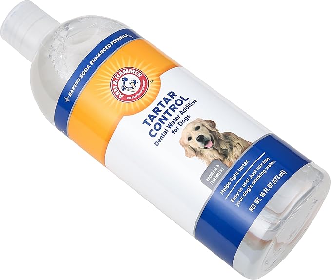 Arm & Hammer Dog Water Additive Dental Care - Bad Breath Eliminator for Dogs & Dog_Breath Freshener - Dog_Tooth Plaque Cleaner & Dog Tartar Remover - 16 Fl Oz Dental Rinse for Dogs (Pack of 2)