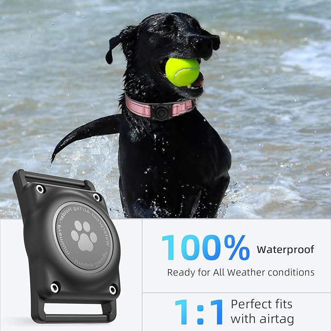 AirTag Dog Collar, IP68 Waterproof Air Tag Dog Collar Holder, Reflective, Ultra-Durable, Comfortable Padded, Heavy Duty Dog Collars for Small Medium Large Dogs (Light Pink, S)