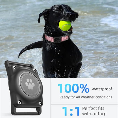 AirTag Dog Collar, IP68 Waterproof Air Tag Dog Collar Holder, Reflective, Ultra-Durable, Comfortable Padded, Heavy Duty Dog Collars for Small Medium Large Dogs (Light Pink, XL)