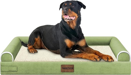 Large Dog Bed Orthopedic Washable: Beds Bolster XXL Bed Big XLarge Dogs Egg Crate Foam Sofa Couch Waterproof Removable Cover - Grass Green