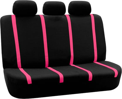 FH Group Car Seat Covers Full Set Cloth - Universal Fit Washable Automotive Seat Covers, Low Back Front Seat Covers, Solid Back Seat Cover for SUV, Sedan and Van Pink