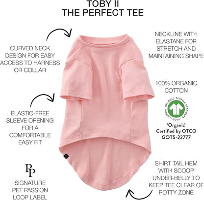 Pet Passion Toby II - The Perfect Tee, 3 Pack Short Sleeve Pet T-Shirt 100% Organic Cotton Tees Clothes for Small, Medium, Large Dogs, Pink Camo, Large (40-60 lbs)