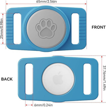 GOCII for Airtag Dog Collar Holder 2 Pack,Waterproof Dog Collar Holder for Apple AirTag(Gen 1 & 2),Silicone Air Tags Case for Dog Collars(Blue & Gray)