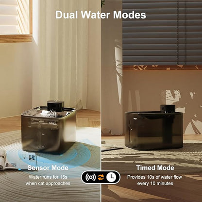 NPET Wireless Cat Water Fountain, 4L/135oz Pet Fountain with Smart Motion Sensor, 4000mAh Rechargeable Battery Operated & Quiet Pump, Automatic Cordless Water Dispenser with Multi-Filtration Filters