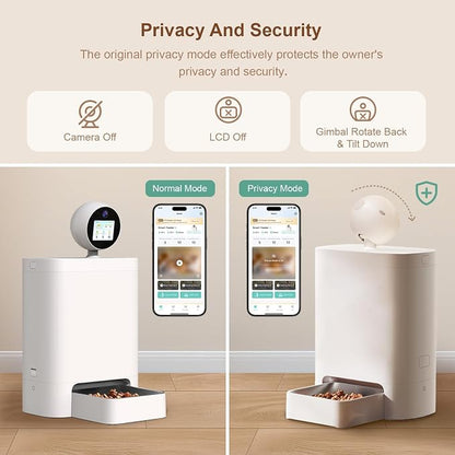 AI Smart Automatic Cat Feeder with 360° Camera, 2K HD Night Vision & 2-Way Audio, Smart APP Control, Up to 16 Meals/Day, 5.5L Timed Food Dispenser for Cats and Dogs